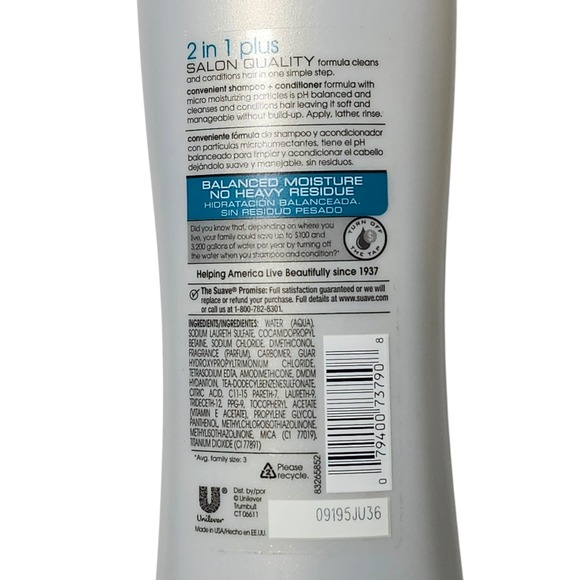 Suave Professionals 2 in 1 Plus Balanced Moisture Shampoo Conditioner 12.5 oz - Picture 2 of 2